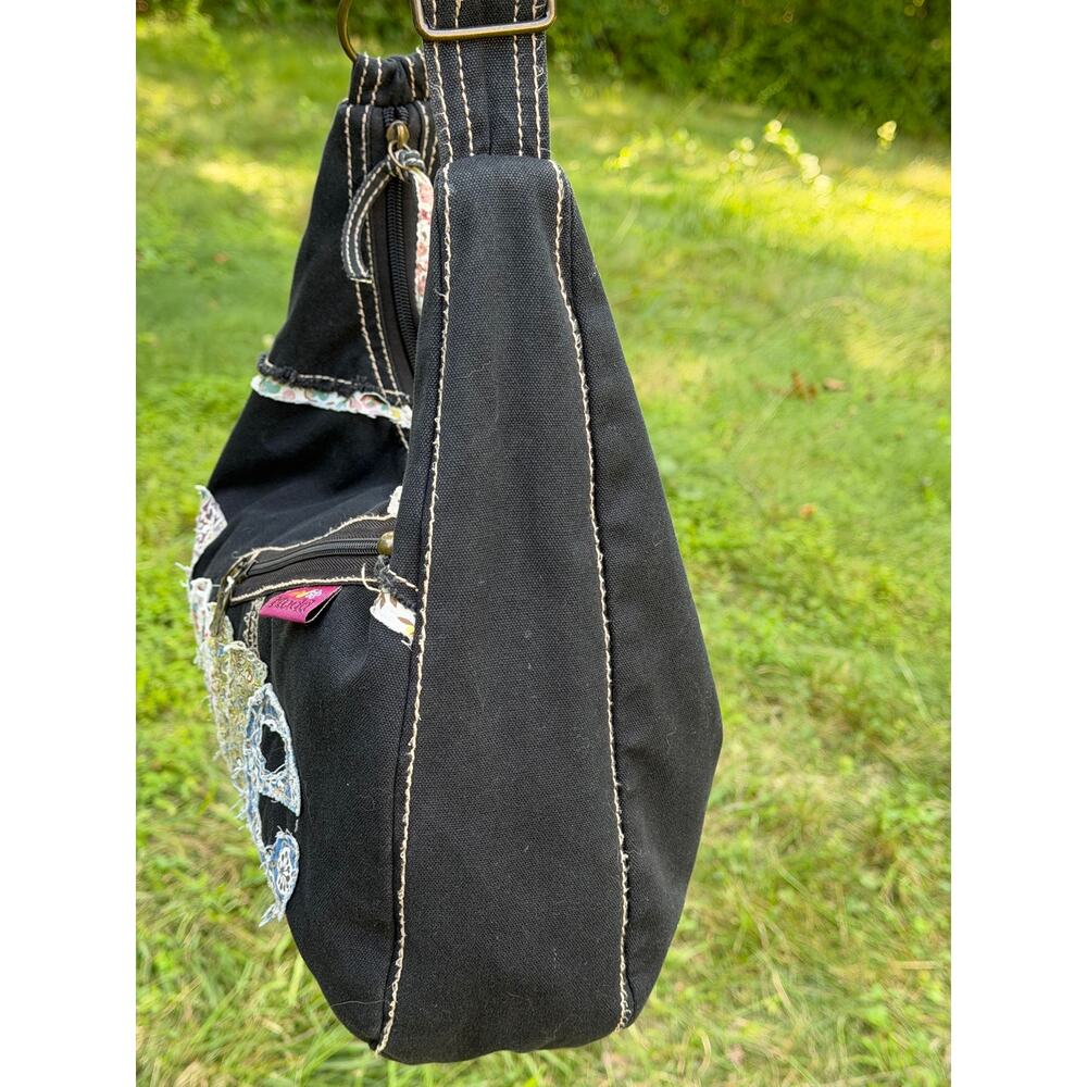 Mudd LOVE Patchwork Canvas Hobo Bag Boho Y2K Adjustable Strap - Picture 6 of 10